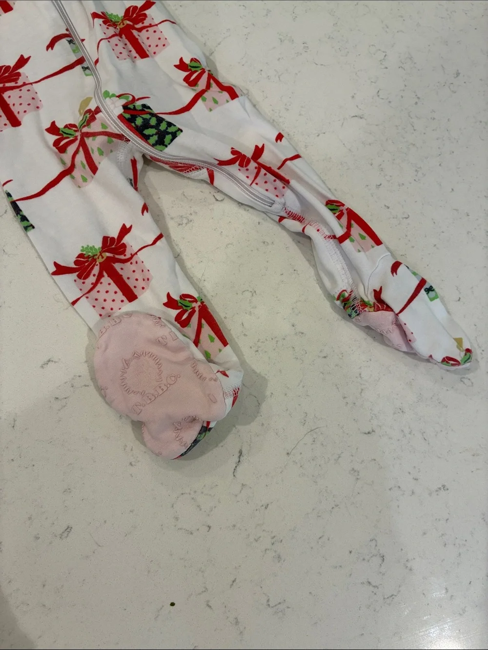 The Beaufort Bonnet Company White Footed One-Piece with Red & Pink Gift Print